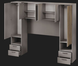 Amos Mann Furniture Milano Grey And Slatted Rustic Oak Effect Overbed Storage Unit With Wardrobes - thumbnail 3