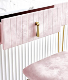 CARME Home Tokyo Glow Ballerina Pink Velvet Dressing Table With Velvet Stool - thumbnail 3