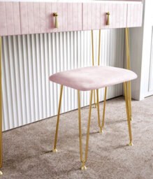CARME Home Tokyo Glow Ballerina Pink Velvet Dressing Table With Velvet Stool - thumbnail 2