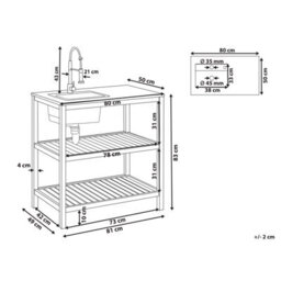 Beliani Outdoor Kitchen Island With Sink Brucoli Acacia Wood Brown/ Silver - thumbnail 3
