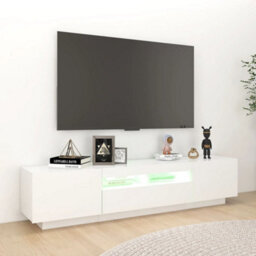 Berkfield Tv Cabinet With Led Lights White 180X35X40 Cm - thumbnail 4