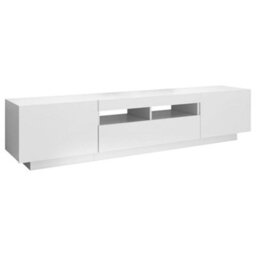 Berkfield Tv Cabinet With Led Lights White 180X35X40 Cm - thumbnail 7