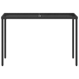 Walplus Garden Table With Glass Top Black 115X54X74 Cm Poly Rattan - thumbnail 4