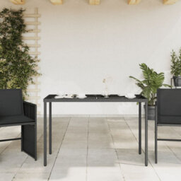 Walplus Garden Table With Glass Top Black 115X54X74 Cm Poly Rattan - thumbnail 3