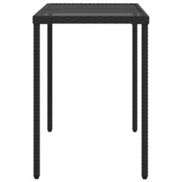 Walplus Garden Table With Glass Top Black 115X54X74 Cm Poly Rattan - thumbnail 5