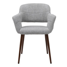 Darphe Set Of 2 Modern Light Grey Linen Upholstered Dining Armchairs With Metal Legs - thumbnail 2