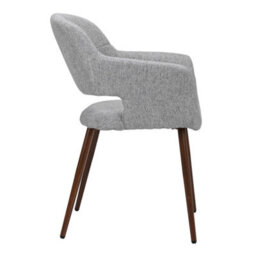 Darphe Set Of 2 Modern Light Grey Linen Upholstered Dining Armchairs With Metal Legs - thumbnail 3
