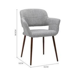 Darphe Set Of 2 Modern Light Grey Linen Upholstered Dining Armchairs With Metal Legs - thumbnail 5