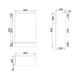 Rinse Bathrooms 500mm Bathroom Back To Wall Toilet Unit Gloss Grey Painting Flat Pack - thumbnail 4