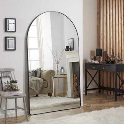 The Online Mirror Shop Leaner Mirror Liberty Arched Shape With Black Metal Frame- H 180 X W 110Cm For Hanging In Living Room, Bedroom - image 1