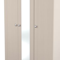 Santander Ready Assembled Traditional Matt Beige & Oak Effect Tall Triple Wardrobe With 1 Mirror Door (H)1970mm (W)1110mm (D)530mm - thumbnail 2