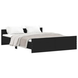 Berkfield Bed Frame With Headboard And Footboard Black 160X200 Cm - thumbnail 2