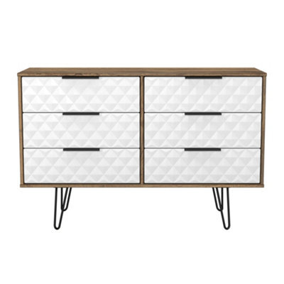 Anzio Matt Vintage Oak Effect 6 Drawer Chest (H)737mm (W)1130mm (D)395mm - image 1