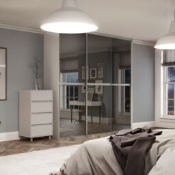 Spacepro Minimalist Mirror Panelled Mirrored Gloss 3 Door Sliding Wardrobe Door Kit (H)2220mm (W)2702mm - thumbnail 3
