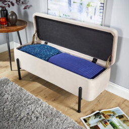 Home Source Oasis Light Grey Velvet Ottoman With Black Metal Legs - thumbnail 5
