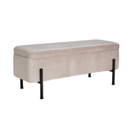 Home Source Oasis Light Grey Velvet Ottoman With Black Metal Legs - thumbnail 8