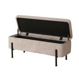 Home Source Oasis Light Grey Velvet Ottoman With Black Metal Legs - thumbnail 9