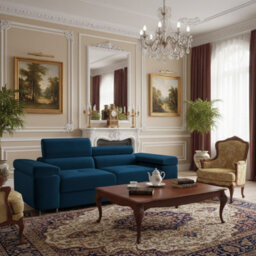 Torezio Sofa 2 Living Room Sofa With Adjustable Headrests Chipboard Frame Polyurethane Foam 198Cm 102Cm 70Cm Blue - thumbnail 1