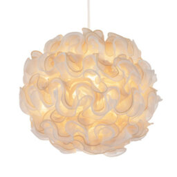 Happy Homewares Modern White And Taupe Ribbon Velvet Fabric Round Pendant Light Shade - thumbnail 2
