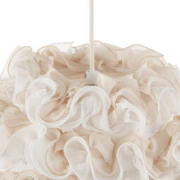 Happy Homewares Modern White And Taupe Ribbon Velvet Fabric Round Pendant Light Shade - thumbnail 5
