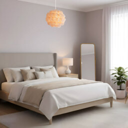 Happy Homewares Modern White And Taupe Ribbon Velvet Fabric Round Pendant Light Shade - thumbnail 6