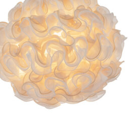 Happy Homewares Modern White And Taupe Ribbon Velvet Fabric Round Pendant Light Shade - thumbnail 3