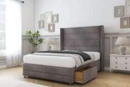 "Comfort Milano Slate Naples Divan Bed Set 2 Drawers Foot-End - 54"" Wingback & 12"" Footboard 4'6 Double" - thumbnail 2