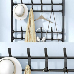 5 Tiers Black Metal Shoe Rack Black Shelf Coat Hat Clothes Stand Hanger With 8 Hooks - thumbnail 5