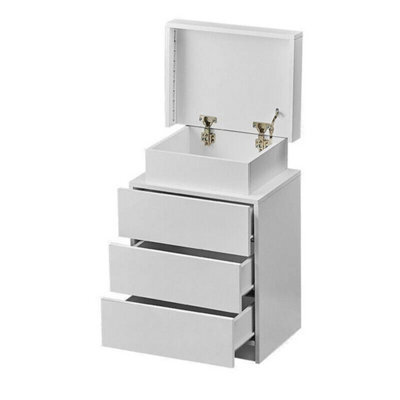 3 Drawers High Gloss Front Bedside Table Cabinet Led Nightstand White - image 1