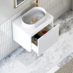 Royal Bathrooms Avenza 600mm Matt White Wall Hung Bathroom Countertop Vanity Unit 1 Drawer With Lyon Basin - thumbnail 5