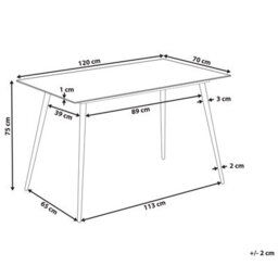Beliani Dining Table Mulga Marble/ Gold 120 Cm 70 Cm Tempered Glass - thumbnail 3