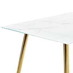 Beliani Dining Table Mulga Marble/ Gold 120 Cm 70 Cm Tempered Glass - thumbnail 5