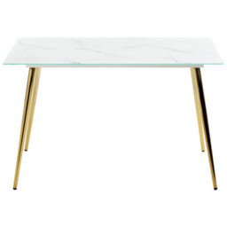 Beliani Dining Table Mulga Marble/ Gold 120 Cm 70 Cm Tempered Glass - thumbnail 4