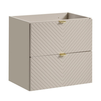 Heze Furniture Viva Bathroom Vanity Unit With Basin 60Cm Ribbed Fluted - Cashmere - image 1