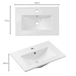 Heze Furniture Viva Bathroom Vanity Unit With Basin 60Cm Ribbed Fluted - Cashmere - thumbnail 7