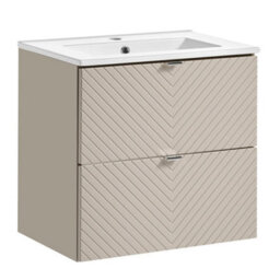 Heze Furniture Viva Bathroom Vanity Unit With Basin 60Cm Ribbed Fluted - Cashmere - thumbnail 5