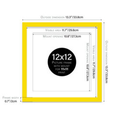 "12X12"" Yellow Picture Frame - 12X12"" Square Frame With 11X11"" Mount For 12X12""/11X11"" Pictures Moderrn Style Thin Edge, 1 Pack" - thumbnail 2