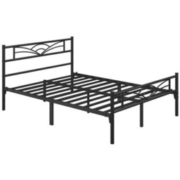 Yaheetech Black 5Ft King Metal Bed Frame With Cloud-Inspired Design Headboard - thumbnail 3