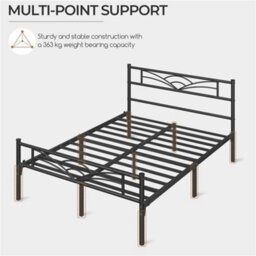 Yaheetech Black 5Ft King Metal Bed Frame With Cloud-Inspired Design Headboard - thumbnail 9