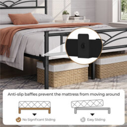 Yaheetech Black 5Ft King Metal Bed Frame With Cloud-Inspired Design Headboard - thumbnail 8