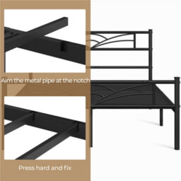 Yaheetech Black 5Ft King Metal Bed Frame With Cloud-Inspired Design Headboard - thumbnail 7