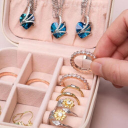 Xample Jewellery Box Organizer, Travel Jewelry Case, Velvet Portable Travel Jewelry Organizer Box For Earrings Bracelets Rings Necklace - thumbnail 6