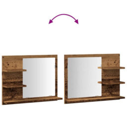 Berkfield Bathroom Mirror Cabinet Old Wood 60X10.5X45 Cm - thumbnail 7