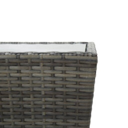 Berkfield Tea Table Grey 41.5X41.5X43 Cm Poly Rattan And Tempered Glass - thumbnail 5