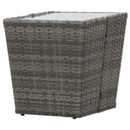 Berkfield Tea Table Grey 41.5X41.5X43 Cm Poly Rattan And Tempered Glass - thumbnail 4
