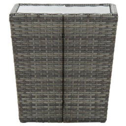 Berkfield Tea Table Grey 41.5X41.5X43 Cm Poly Rattan And Tempered Glass - thumbnail 3