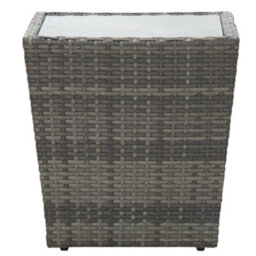 Berkfield Tea Table Grey 41.5X41.5X43 Cm Poly Rattan And Tempered Glass - thumbnail 2