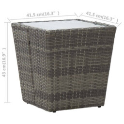 Berkfield Tea Table Grey 41.5X41.5X43 Cm Poly Rattan And Tempered Glass - thumbnail 6
