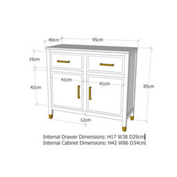 Cabinet Bits Palazzi 2+2 Sideboard Blue H85 W95 D40Cm - thumbnail 8