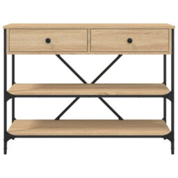 Walplus Console Table With Drawers And Shelves Sonoma Oak Engineered Wood - thumbnail 6